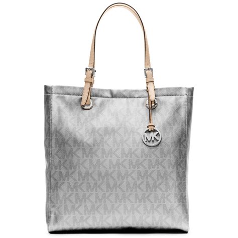 michael michael kors silver tote|Michael Kors shopper tote.